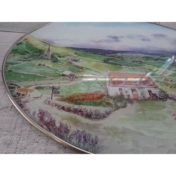 Large Out Of Ireland Oval Landscape Stained Glass Suncatcher With Chain - Picture 2 of 7